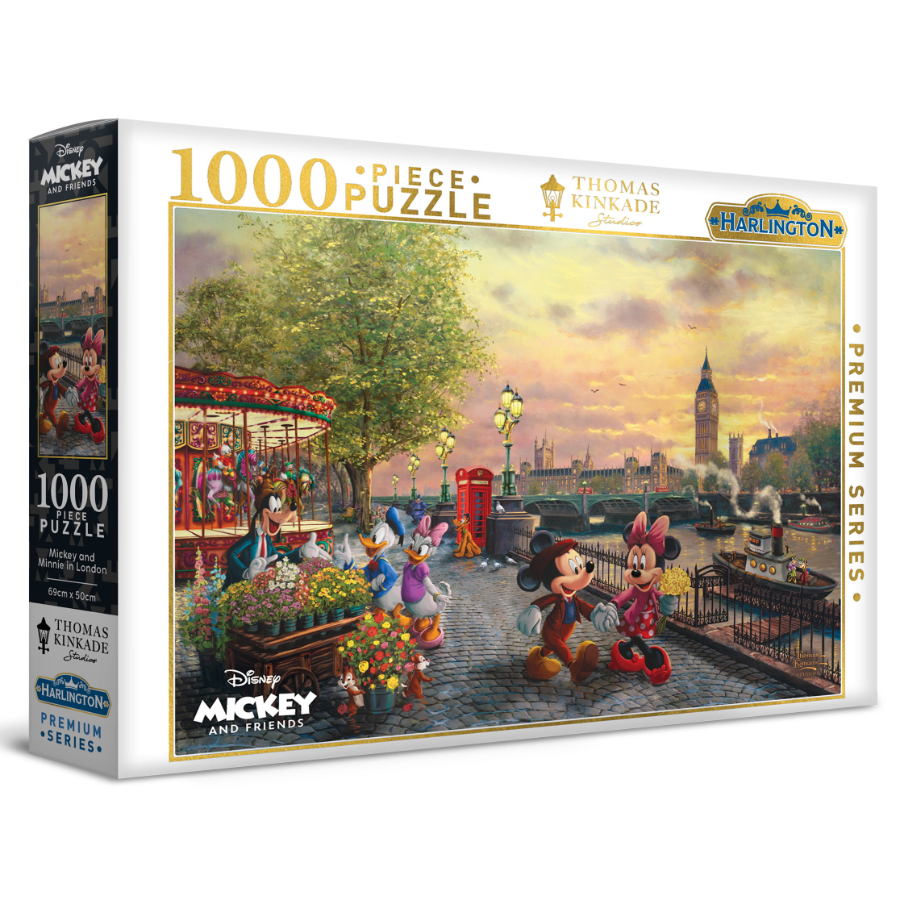 Harlington 1000 Piece Puzzle Thomas Kinkade Design Mickey & Minnie In London