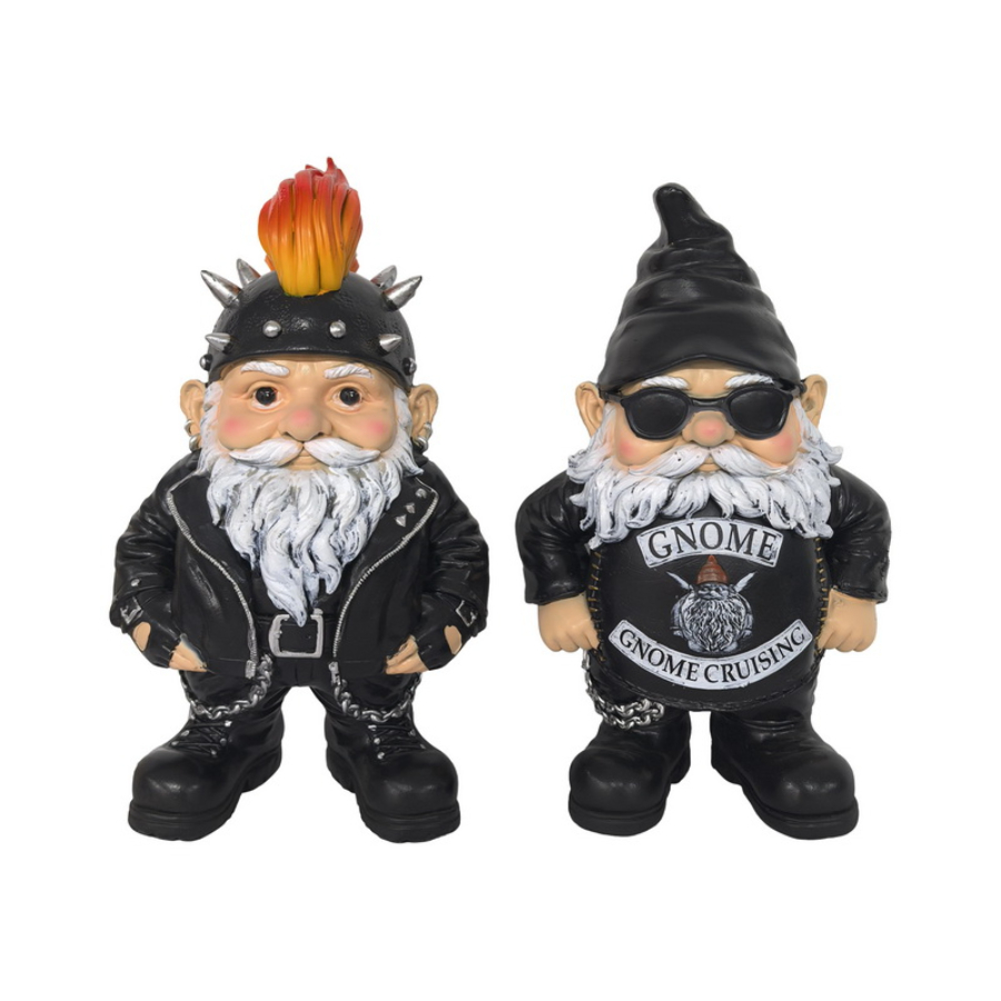 Biker Gnome Standing 24cm Assorted