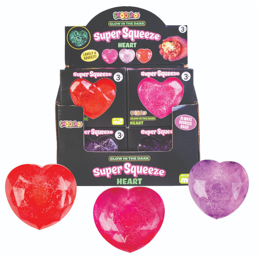 Smooshos Squishy Super Squeeze Glow in The Dark Heart Assorted