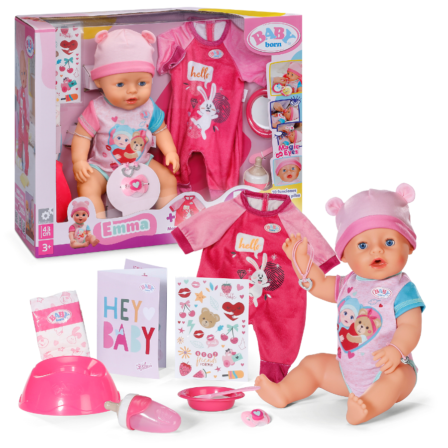 Baby Born Emma Doll With Onesie Clothes 43cm