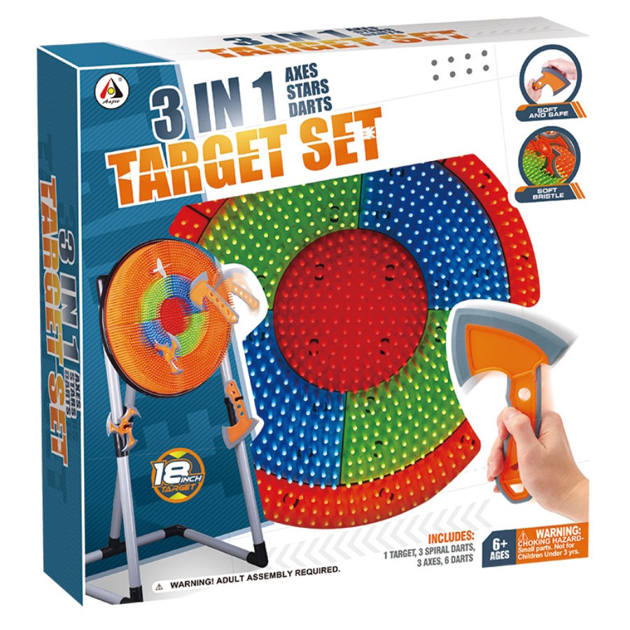 Axe Throwing Target 50cm With Stand 1m Axe x 3 Star x 3 Dart x 6