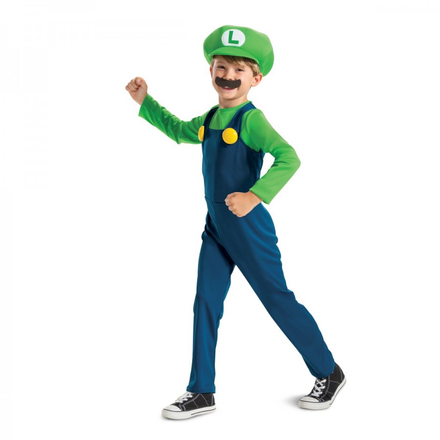 Super Mario Bros Luigi Kids Dress Up Costume 7-8