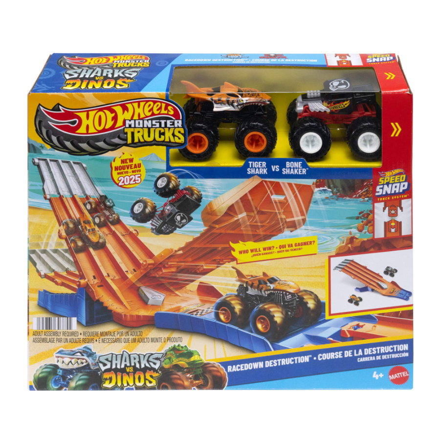Hot Wheels Monster Trucks Downhill Destruction Track Set