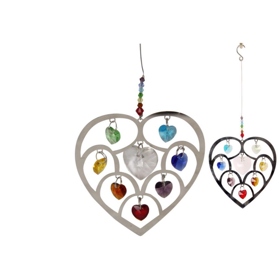 Chakra Rainbow Heart Sun Catcher 22cm