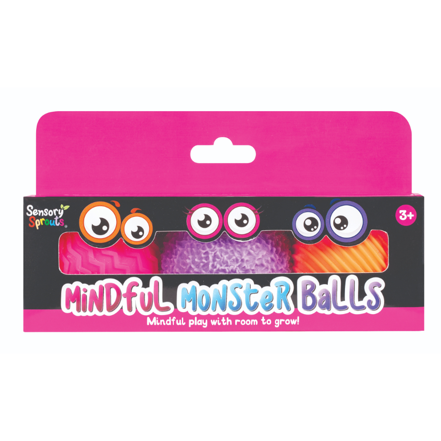 Mindful Monster Balls 3 Pack Pink Box