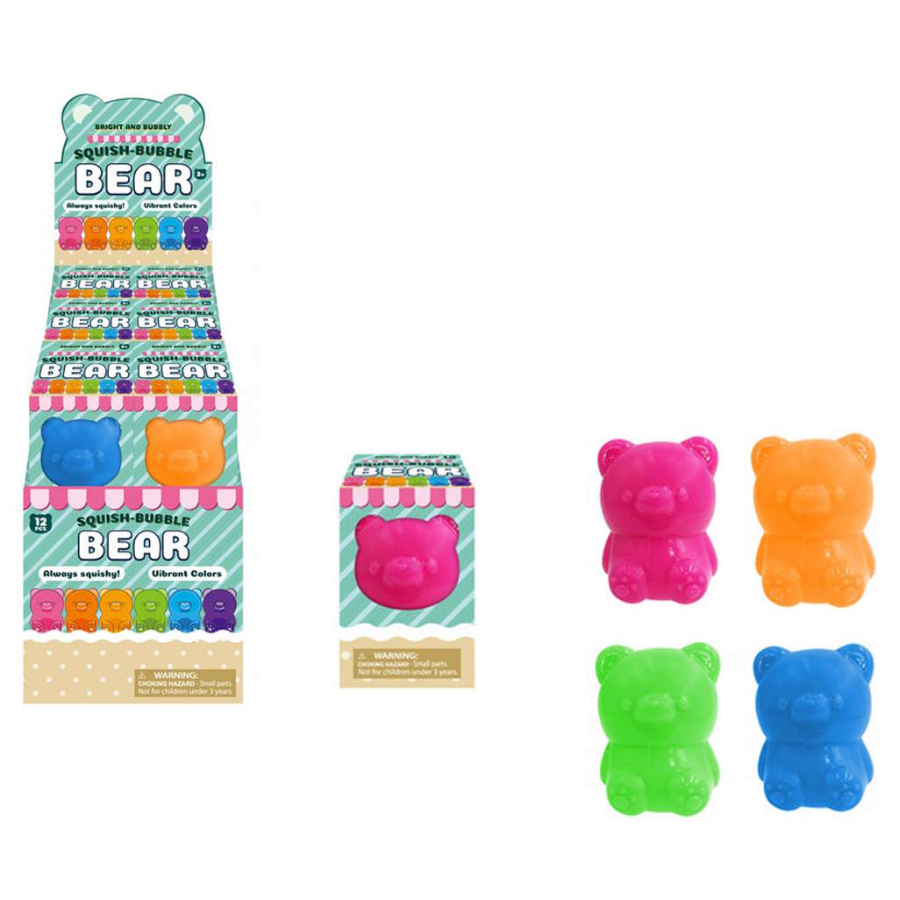 Squeeze Bubble Bear Neon 8cm Assorted