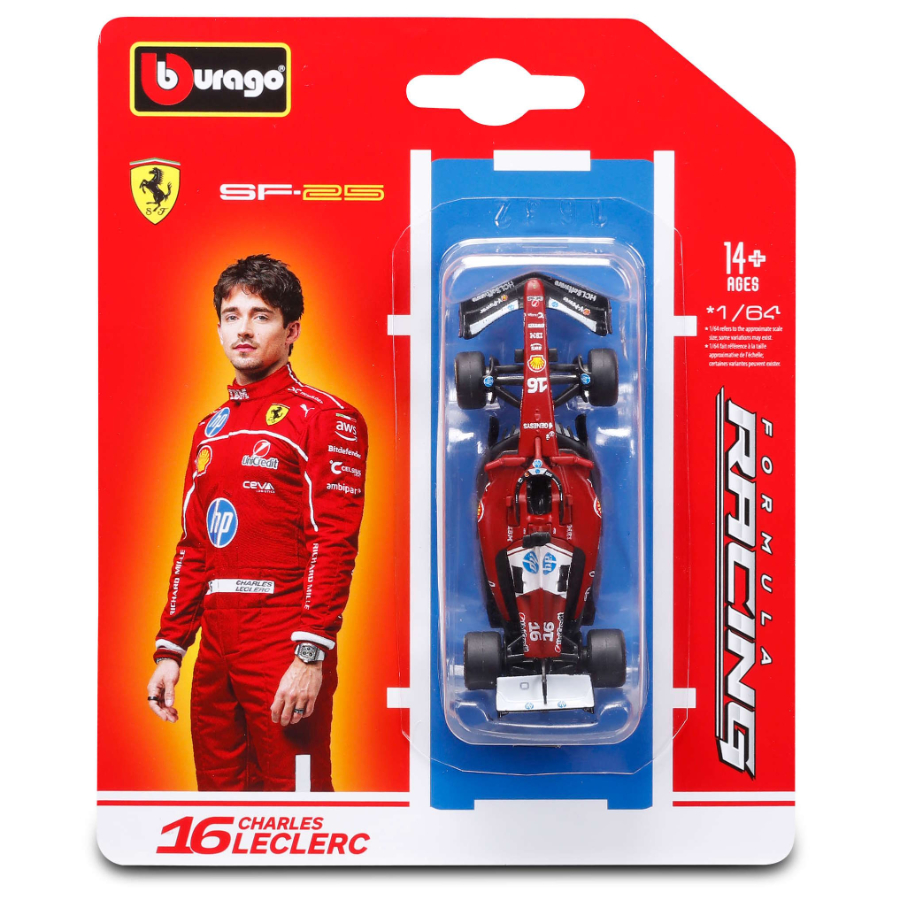 Bburago Diecast 1:64 Formula 1 2025 Ferrari 16 Charles Leclerc