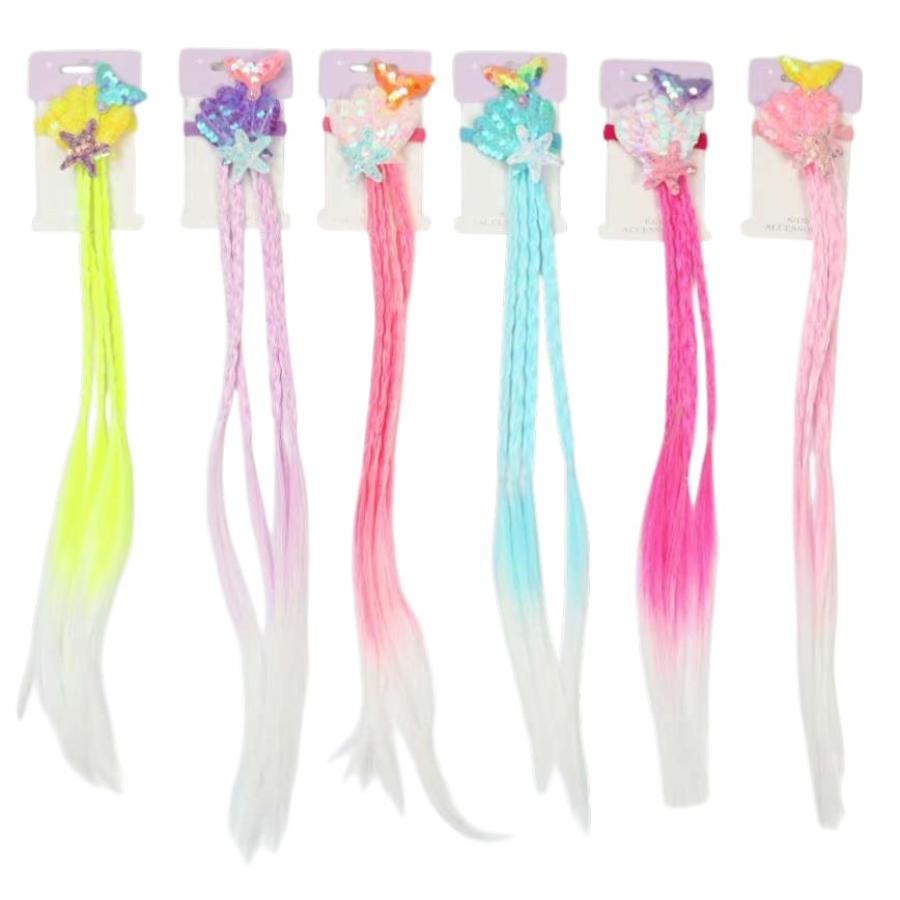 Kids Wigs Colour Braided With Ocean Accessories Assorted