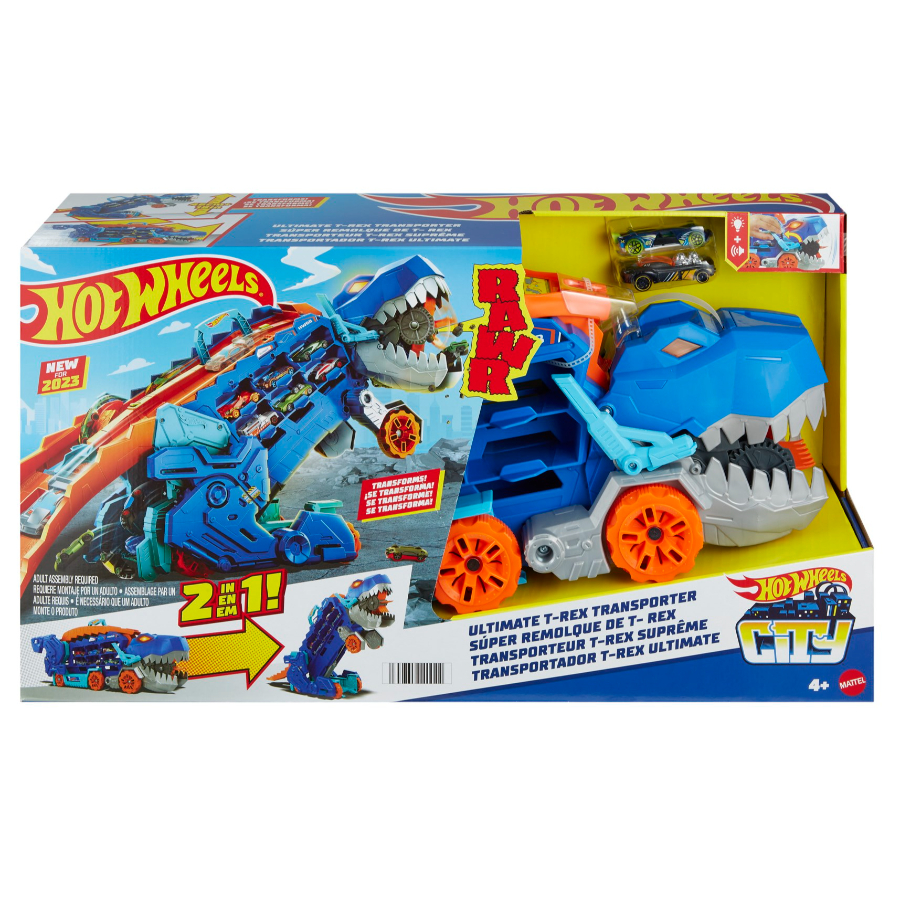 Hot Wheels City Ultimate Robo T-Rex Hauler Storage & Track Set