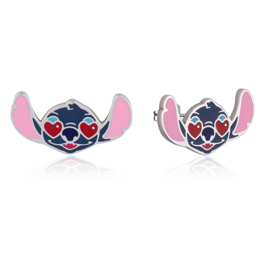 Disney Stitch Love Stud Earrings Silver