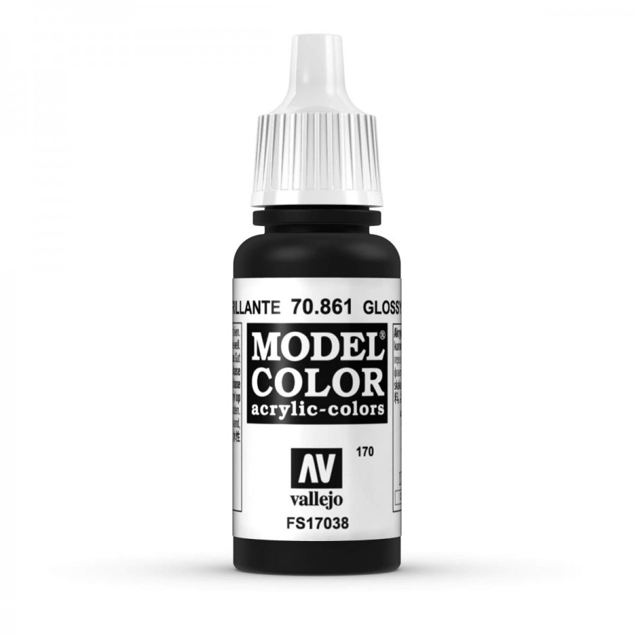 Vallejo Acrylic Paint Model Colour Glossy Black 17-18ml