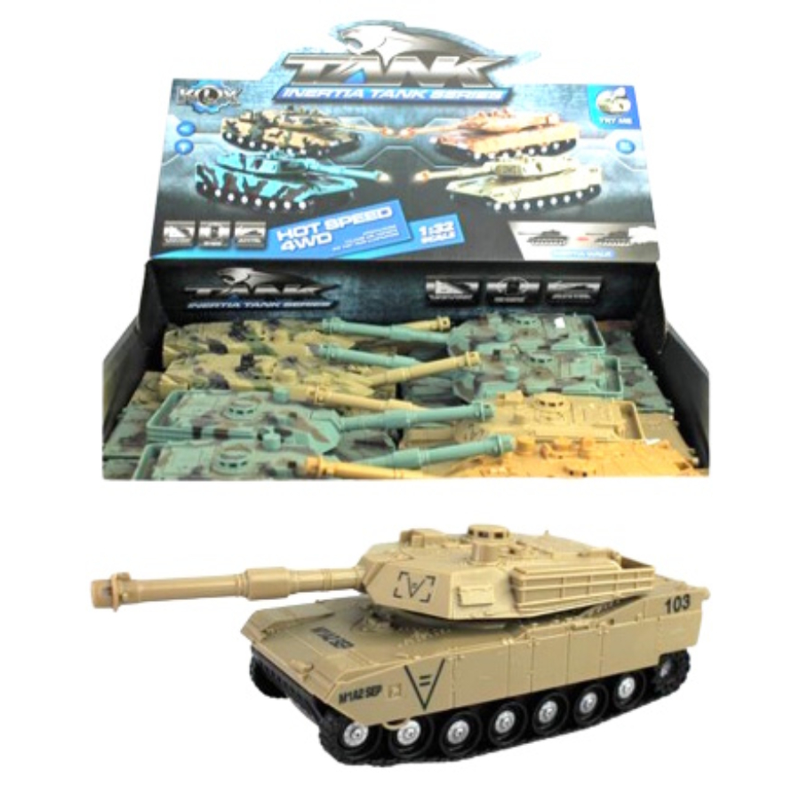 Military Friction Powered Tank With Light & Sound Assorted