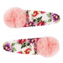 Floral Print Pom Pom Hairclips Assorted