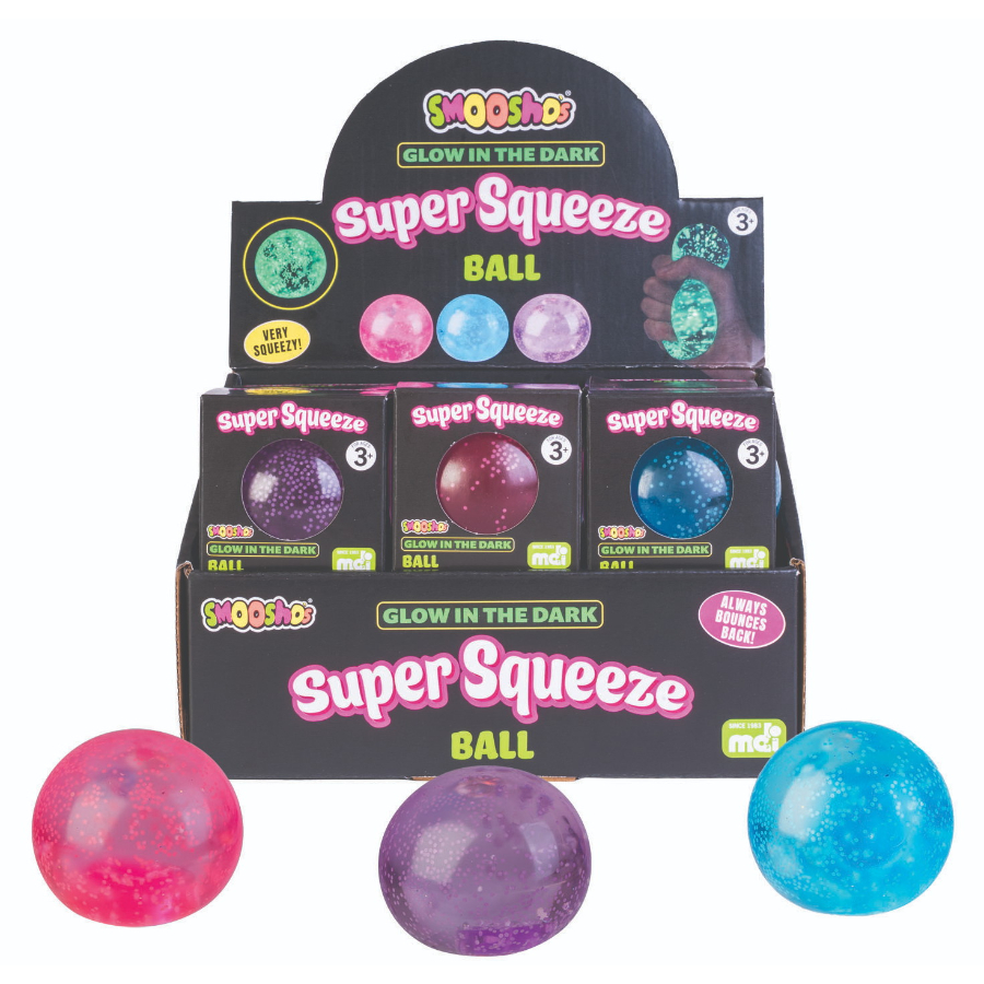 Smooshos Squishy Super Squeeze Glow In The Dark Ball Assorted
