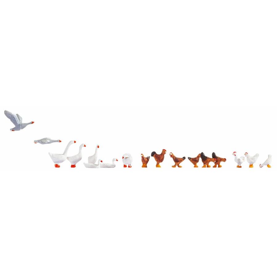 Noch Rail Buildings & People HO-OO Chicken & Geese