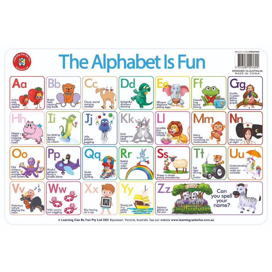 Learning Placemat The Alphabet Is Fun