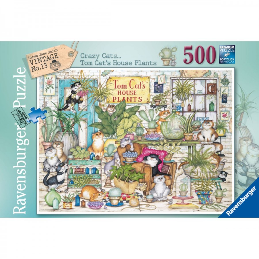 Ravensburger Puzzle 500 Piece Crazy Cats Tom Cats House Plants