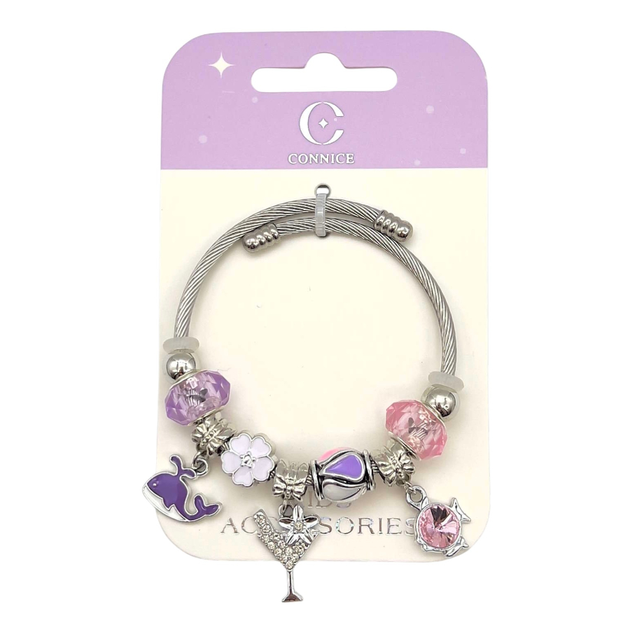 Kids Metal Bracelet With Goblet & Dolphin Charms