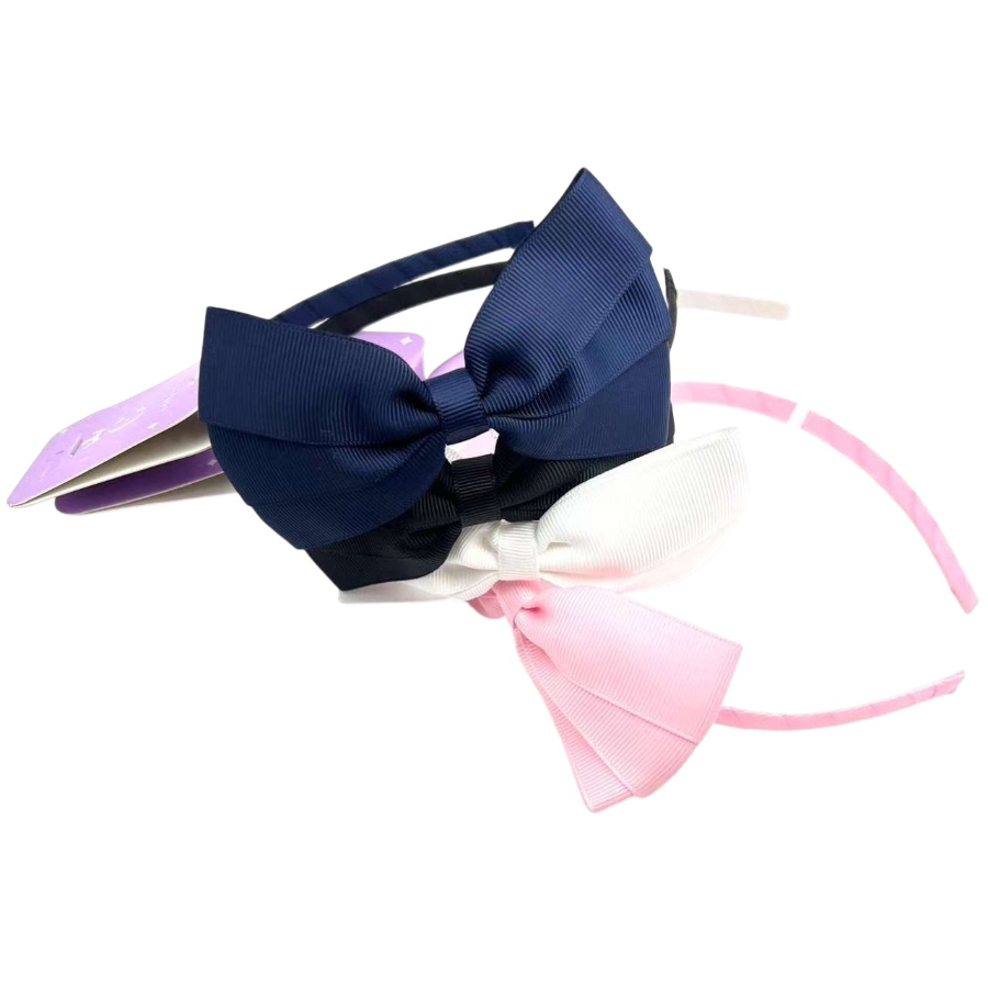 Kids Headband Triple-Layer Grosgrain Bow Assorted