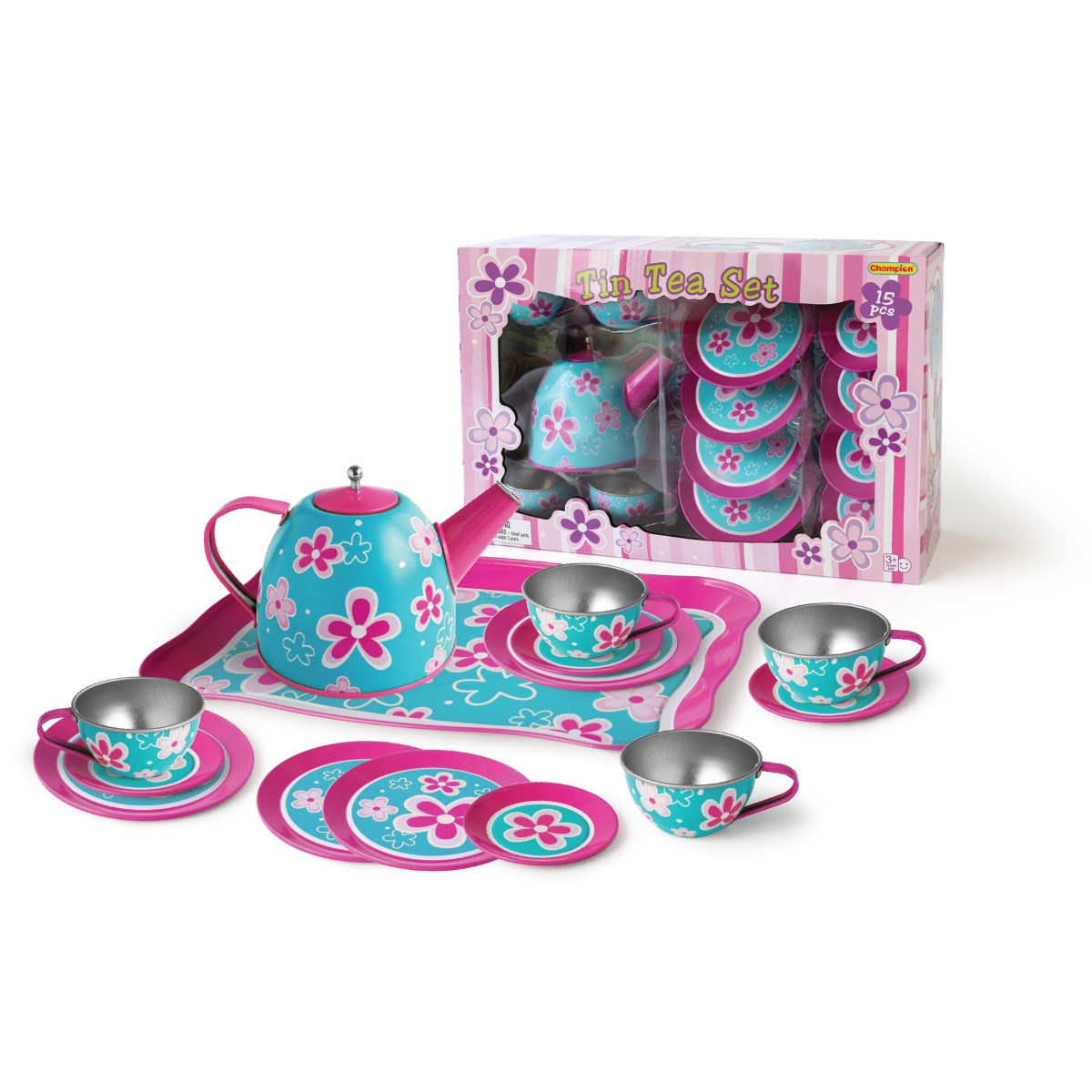 Tin Tea Set Pink Flower | Toys | Casey's Toys