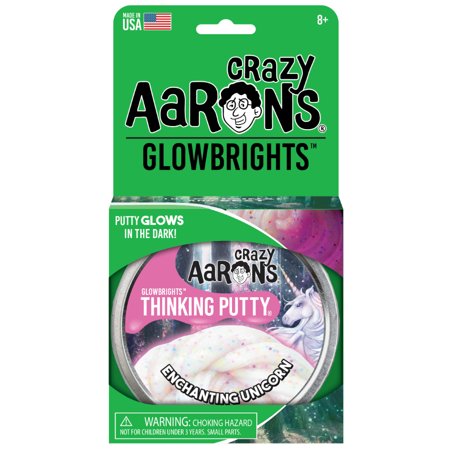Crazy Aarons Thinking Putty 10cm Tin Glowbrights Enchanting Unicorn