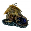 Dragon Guarding Crystal Ball Gold 15cm Assorted