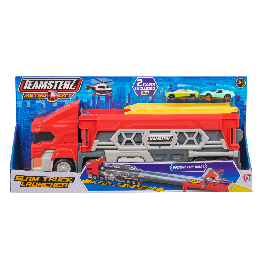 Teamsterz Slam Truck Launcher Track & Transporter With 2 Cars