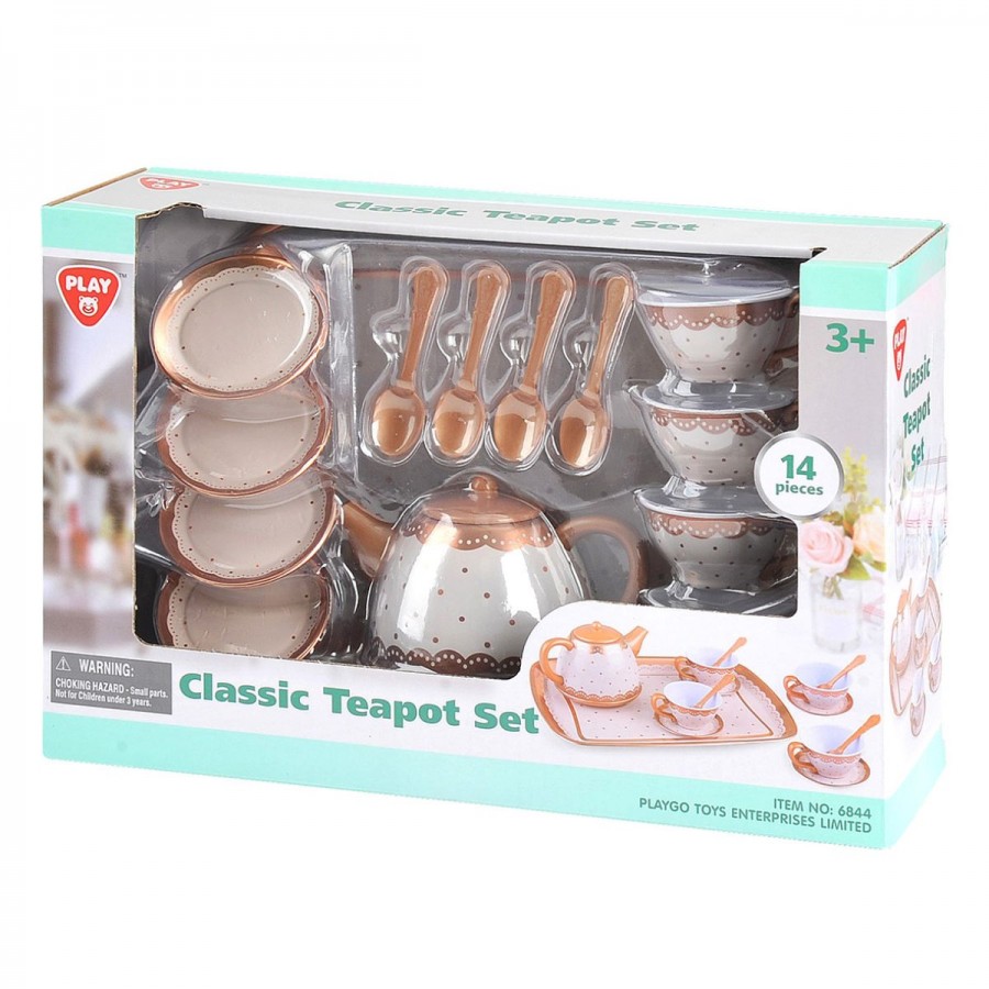 Classic Teapot Metal 14 Piece Set
