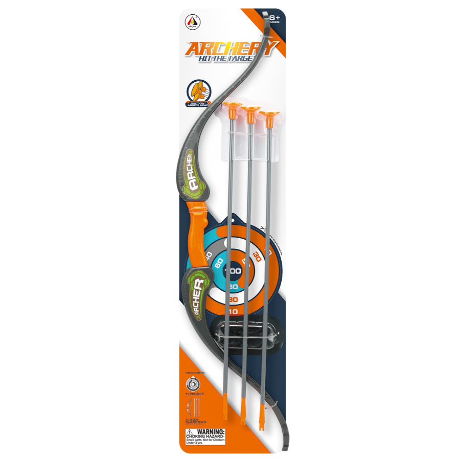 Archery Bow & Arrow Set With 3 Suction Tip Arrows & Target
