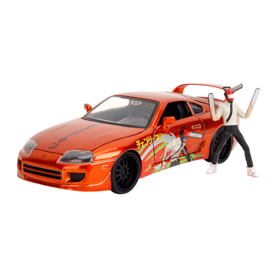 Jada Diecast 1:24 Chainsaw Man 1995 Toyota Supra V1 With Chainsaw Man Figure