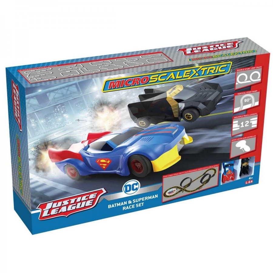 Scalextric Slot Car Set Micro Justice League Batman & Superman Race
