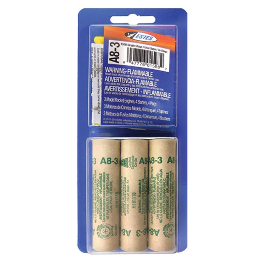 Estes Rockets 18mm Standard Engine A8-3 3 Pack