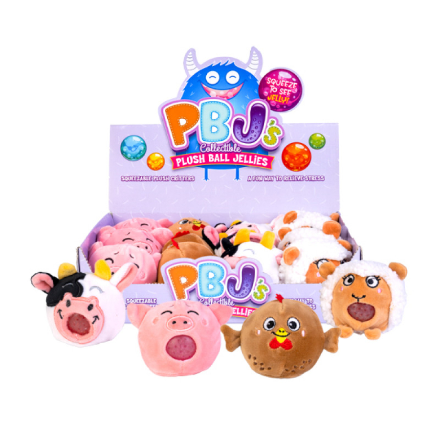 Plush Ball Jellies Squishy Farm Animals Assorted