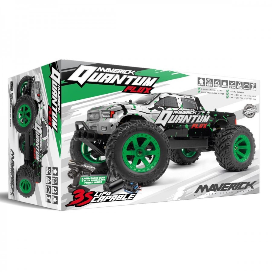 Maverick Radio Control 1:10 Quantum MT Monster Truck Flux Silver Green Electric Brushless