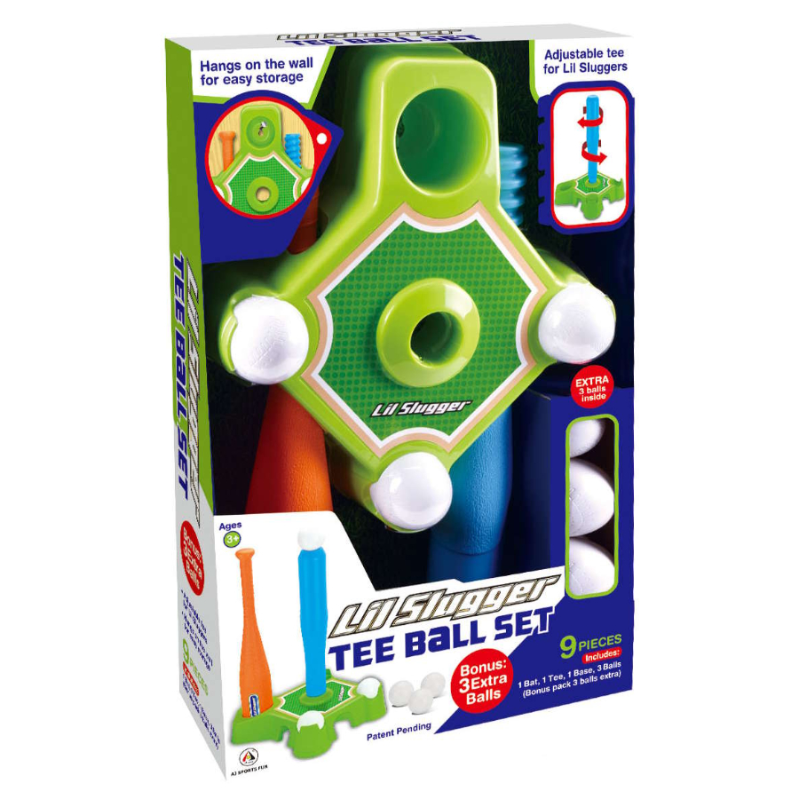 T-Ball Set For Kids With Stand, Bat, 3 Balls & Storage Base