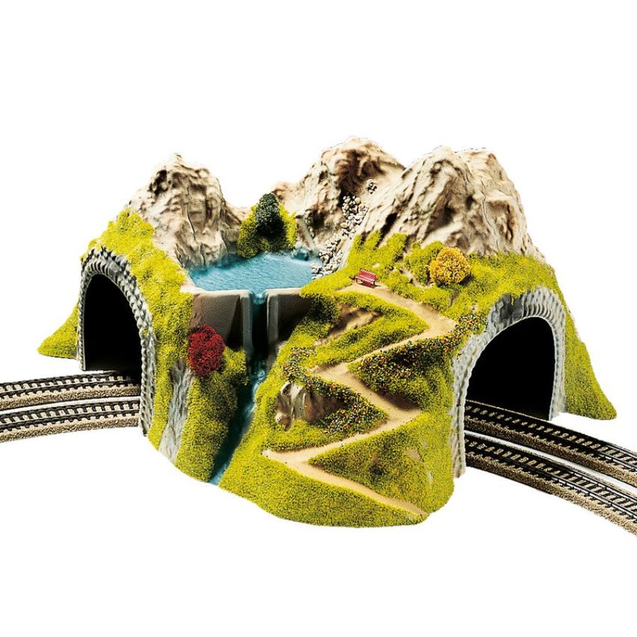 Noch Rail Scenery HO-OO Corner Tunnel Double Track Curved 43x41cm