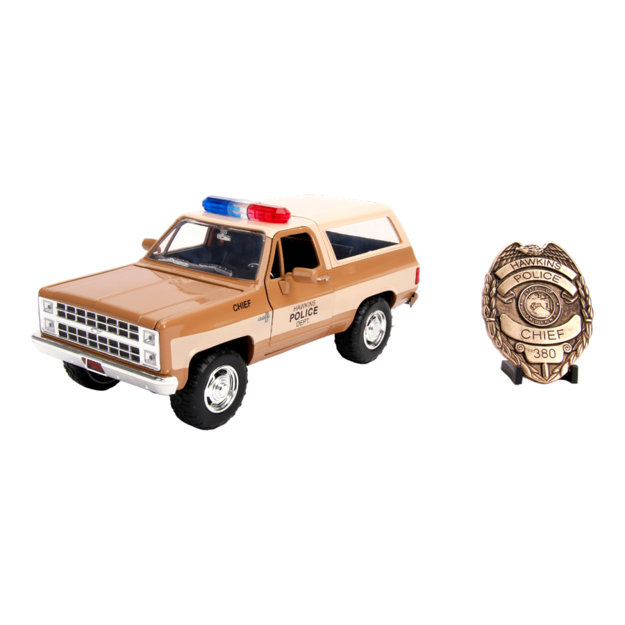 Jada Diecast 1:24 Stranger Things Hoppers Chevy Blazer 1980 With Police Badge
