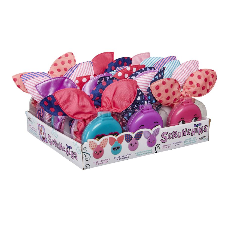 Alex Scrunchins With Brush Mirror & Scrunchie Assorted Colours
