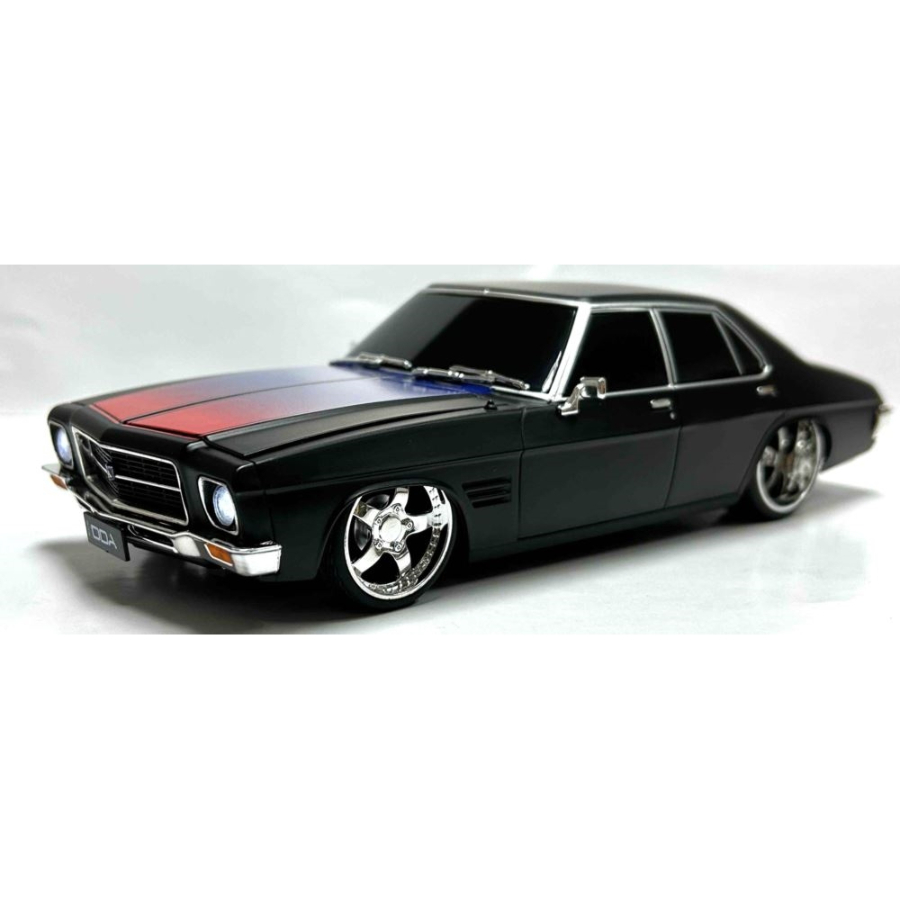 DDA Diecast 1:24 Holden HQ Custom Light Up Matte Black With Colour Shift Stripe