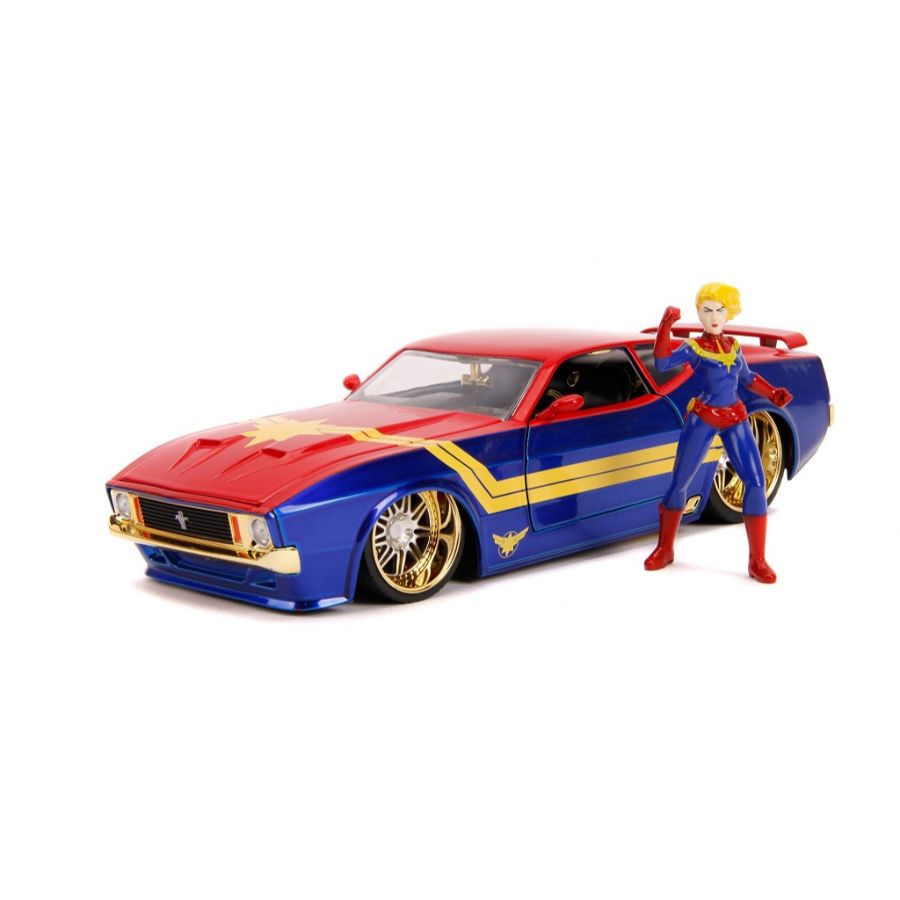 Jada Diecast 1:24 Captain Marvel 1973 Mustang With Figure