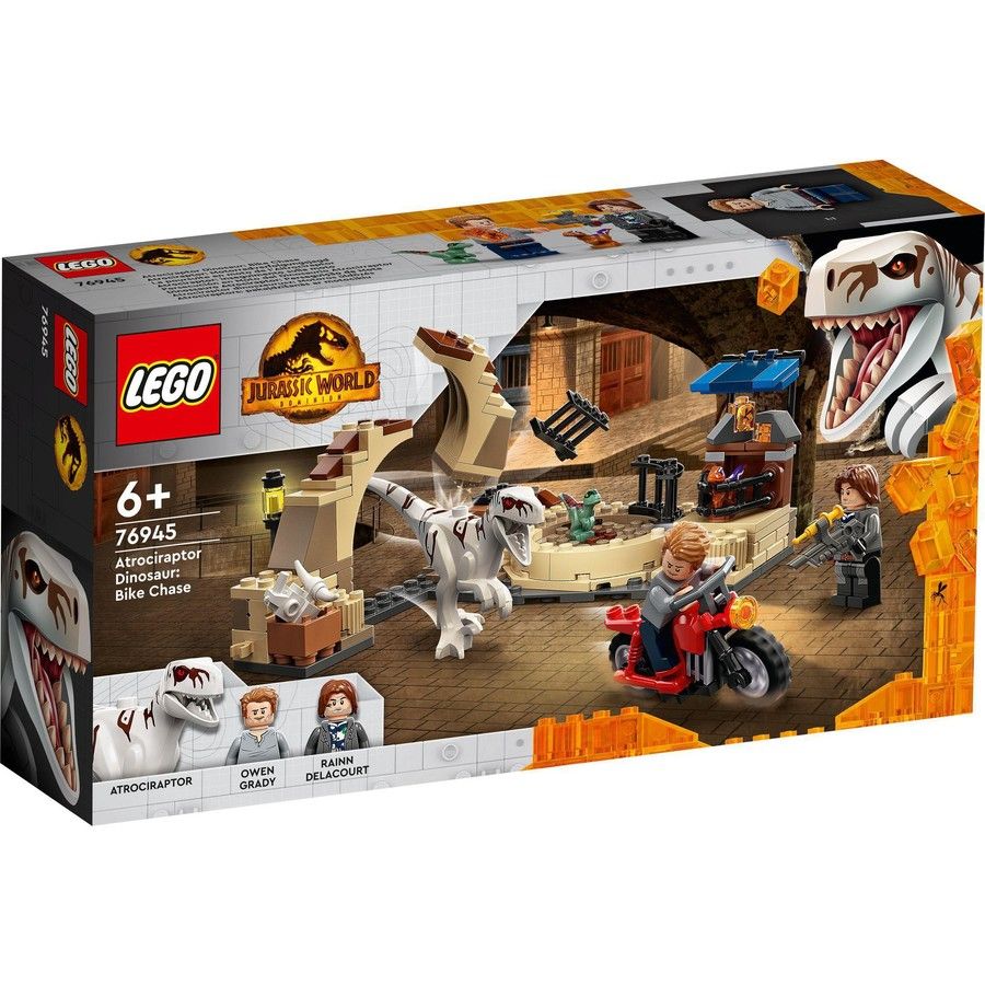 LEGO Jurassic World Dominion Atrociraptor Dinosaur Bike Chase