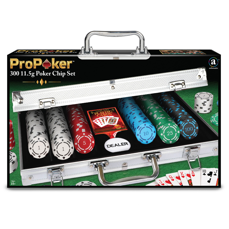 Poker Set With Cards, Accessories & 300 11.5g Numbered Chips In Carry Case