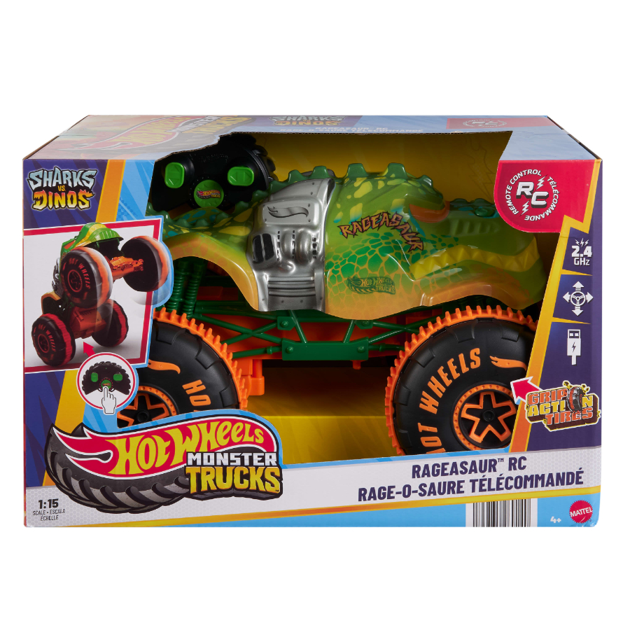 Hot Wheels Radio Control 1:15 Monster Trucks Sharks Versus Dinos