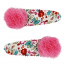 Floral Print Pom Pom Hairclips Assorted