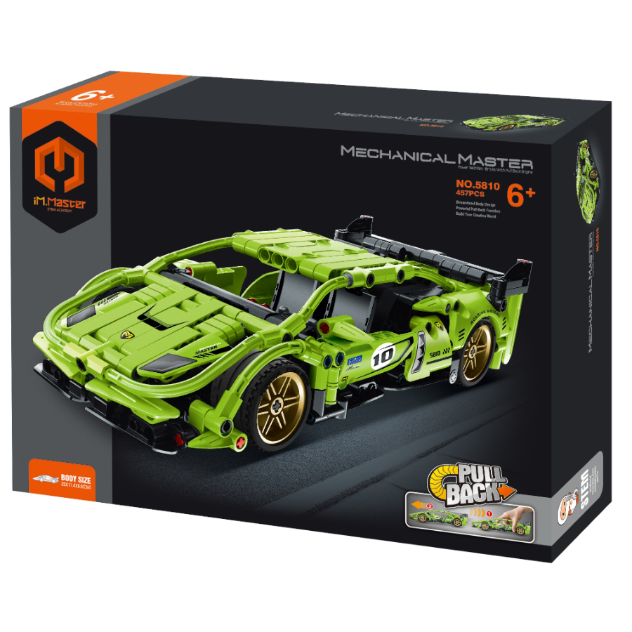 Mechanical Master Super Car Kit With Pull Back Function Green 457 Pieces