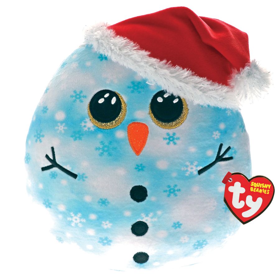 Beanie Boos Squish A Boo 14 Inch Xmas Fleck Snowman Blue