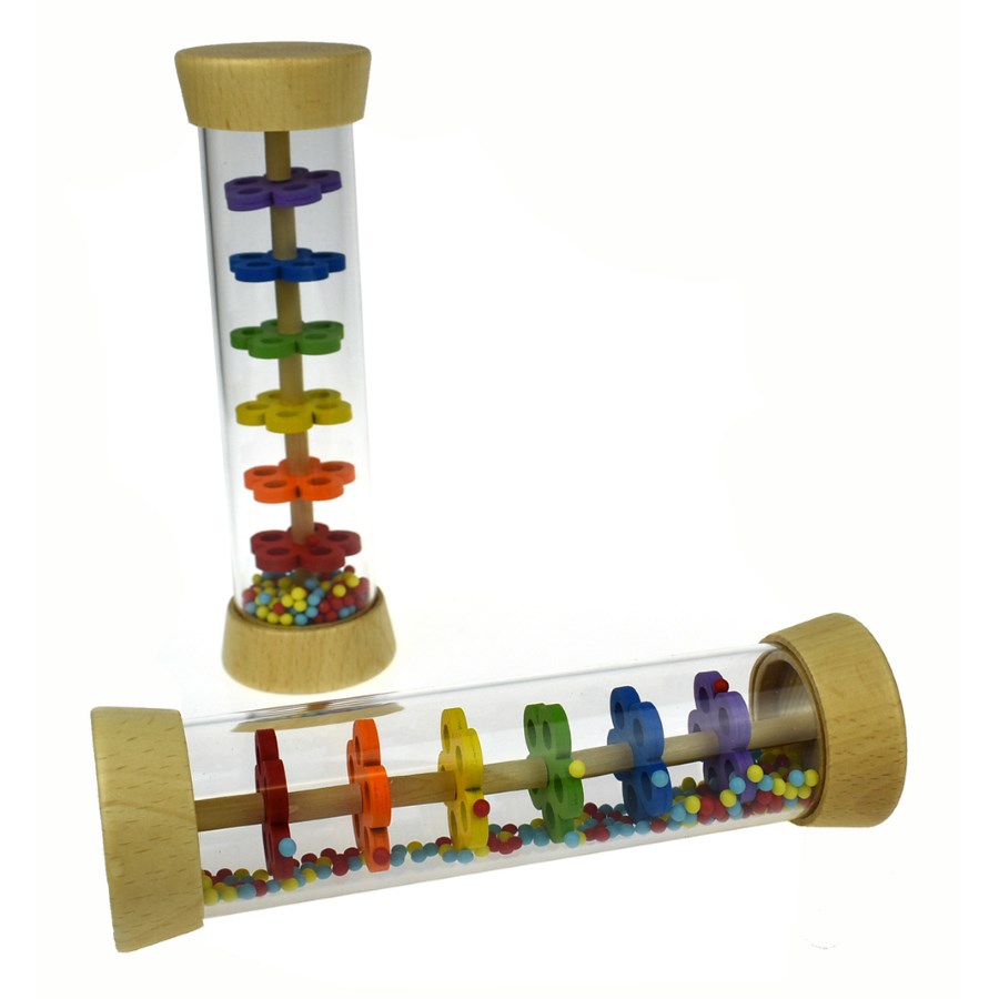 Wooden Rainmaker Rattle In Clear Tube