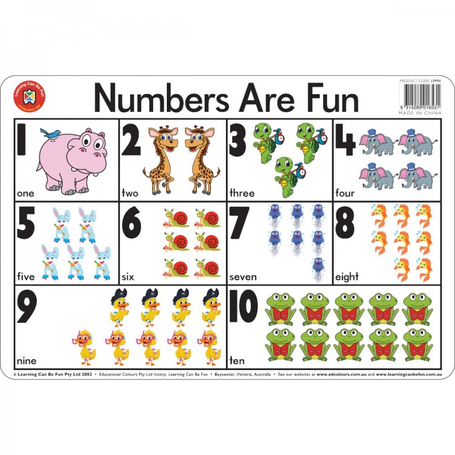 Placemat Numbers Are Fun