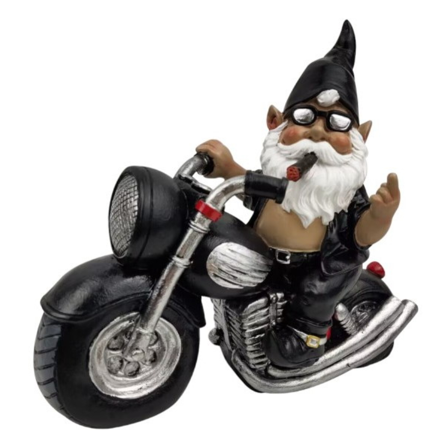 Biker Gnome On Bike 22cm