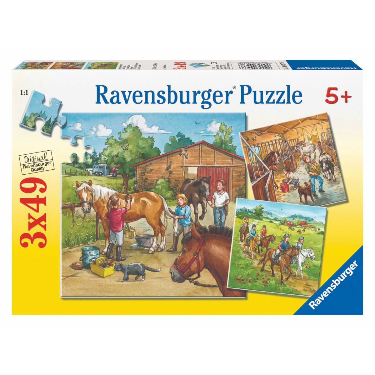 Ravensburger Puzzle 3x49 Pezzi - Giornata Al Maneggio - Per Bambini Da 5 Anni